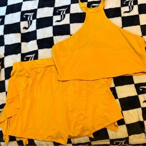 Yellow Halter Top and Skirt Set